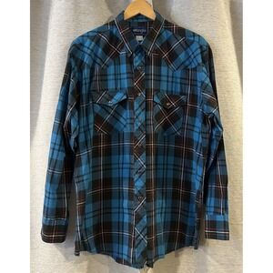 Wrangler Western Shirt Mens XL Plaid Pearl Snap Cowboy Rodeo‎ Vtg 90s